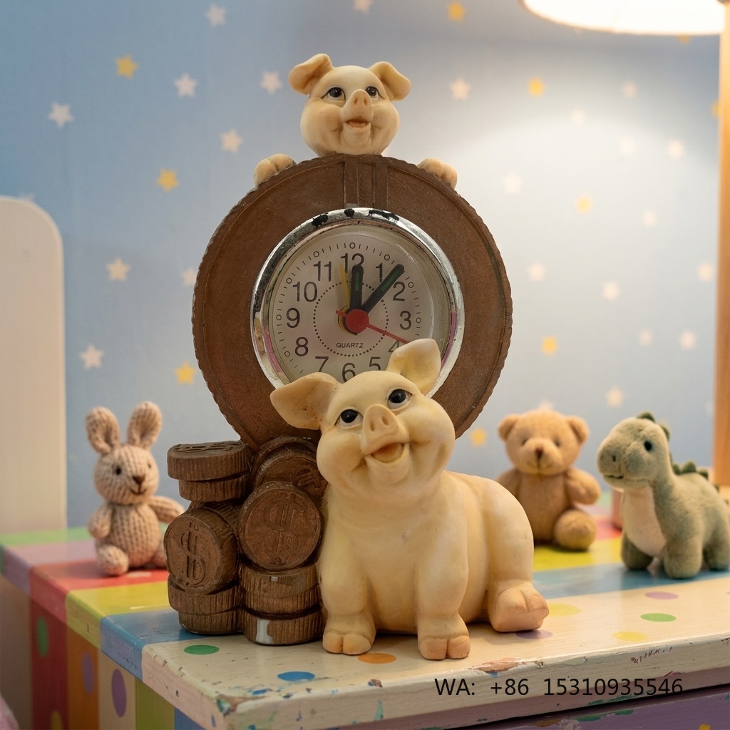 Crafting Resin - Reloj de Cerdo de Dibujos Animados